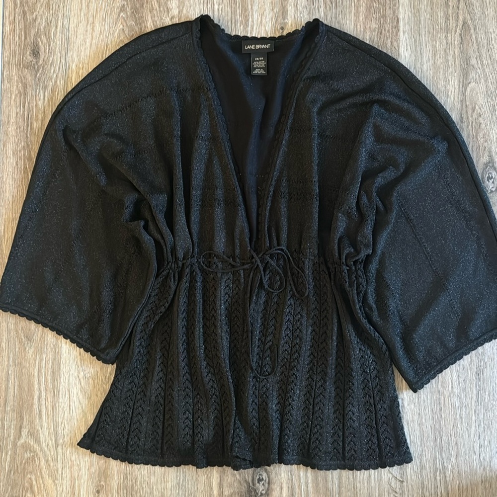 Lane Bryant Black Metallic Cardigan/ Cover Up 26/28